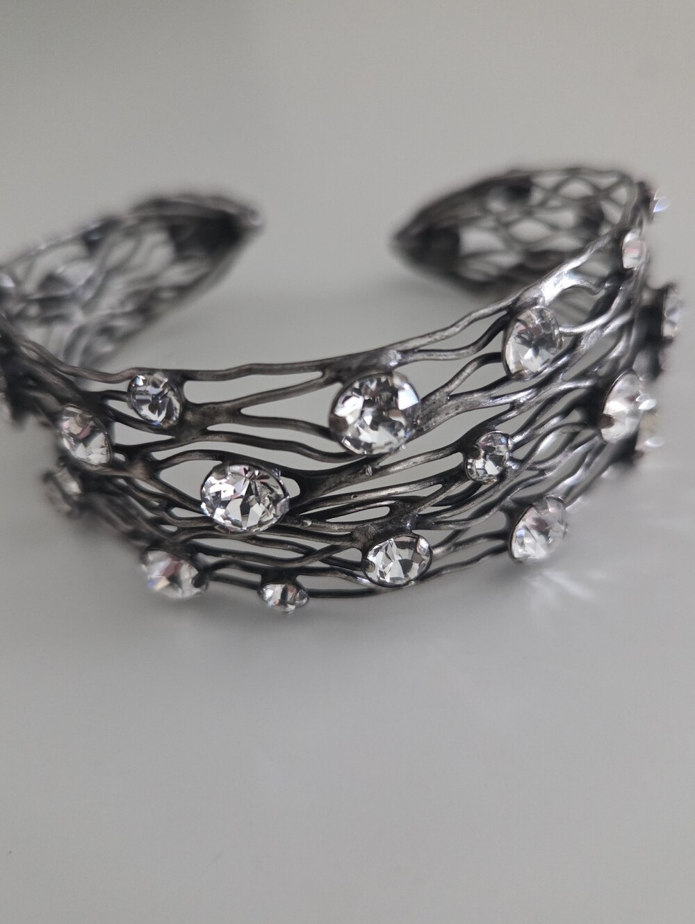 Konplott Never Worn Crystal-Accented Open Cuff Bracelet Clear Svarovski Crystals